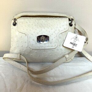 Furla Ardith Knotted Leather Shoulder Bag Beige Pearl Ostrich-Stamped